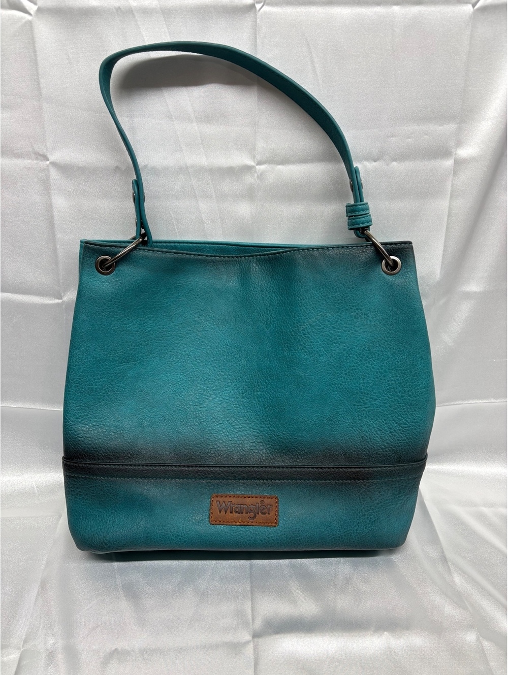 Wrangler Turquoise Vegan Leather Hobo Bag with Zip Pockets and Branded Interior